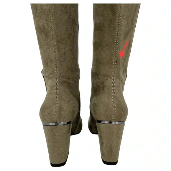 DKNY Cilli Womens OTK Stretch Microsuede Light Military Green Boots Size 5M - Picture 11 of 16
